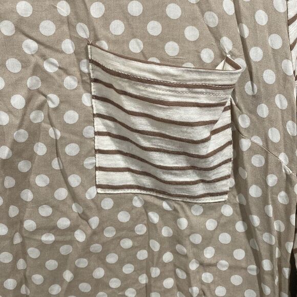 💥BOGO💥 Postmark Anthropologie White & Tan Farrago Tunic Top Size Large - Picture 2 of 9